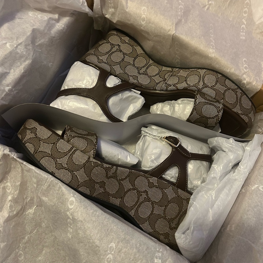 Coach Brown Wedge Sandal